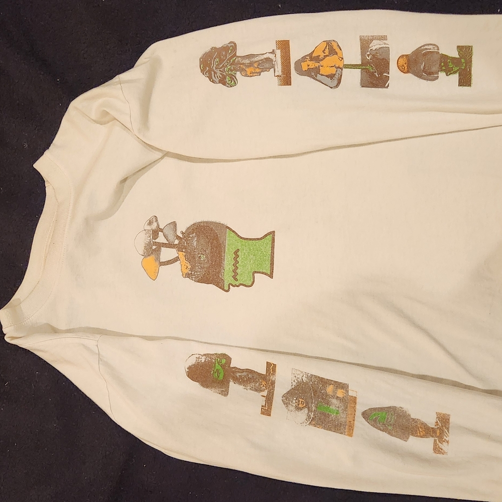 Cream Long Sleeve Shirt with Graphic Design